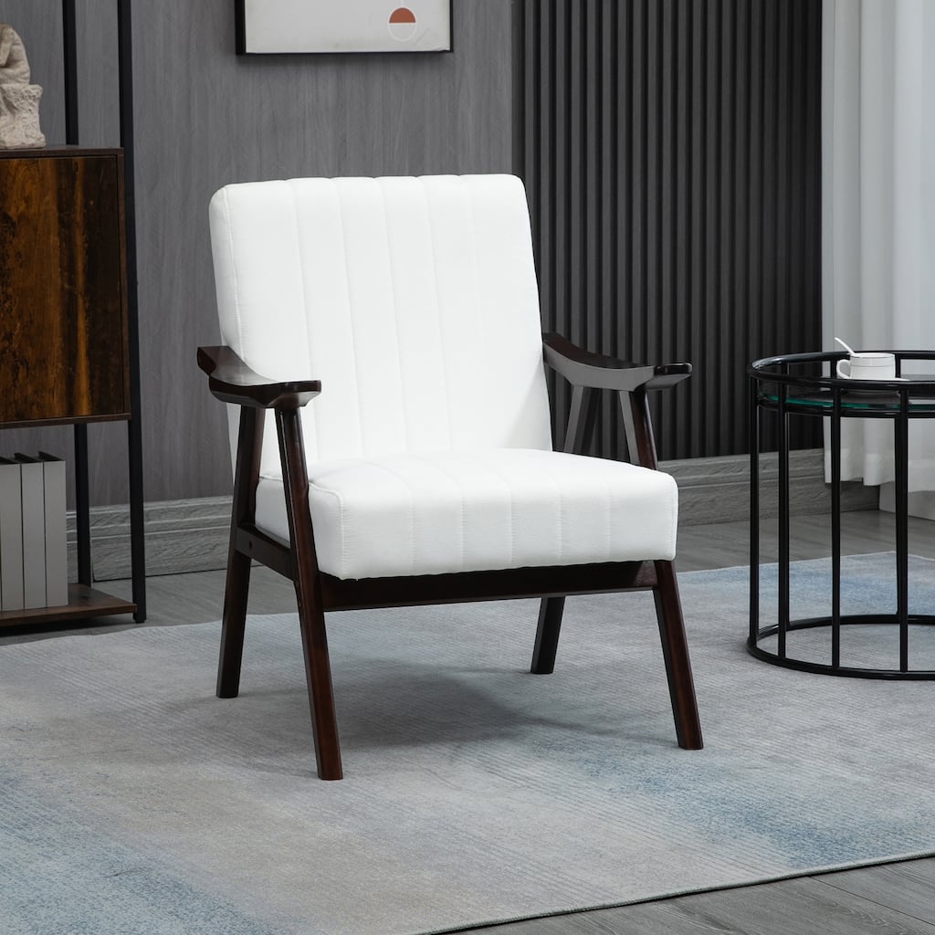 HOMCOM Accent Chair with Softness & Support, Upholstered Arm Chair for Living Room Furniture, Comfy Chair with Wood Legs