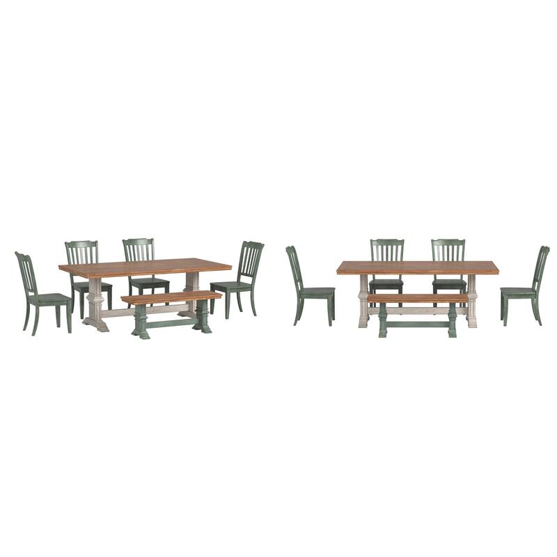 Ronda 78" Rectangular Solid Wood Top Dining Set with Spindle Back Chairs