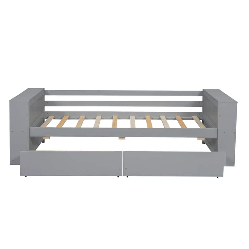 Twin Size Daybed with Storage Shelves and Drawers