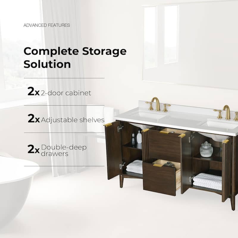 Gabi Bathroom Vanity with White Engineered Stone Top