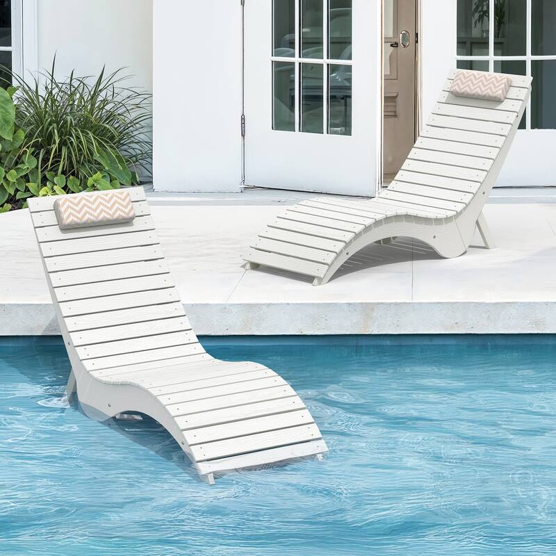 Water-Resistance Pool Lounger for Deck, Pool, or Courtyard - White