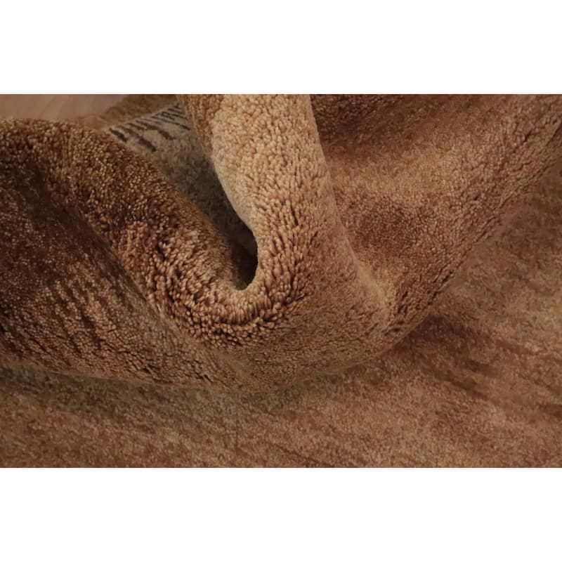 Hand Knotted Oriental 100% Wool Carpet Modern Geometric Brown Gabbeh Area Rug - 7' 11'' X 5' 7''
