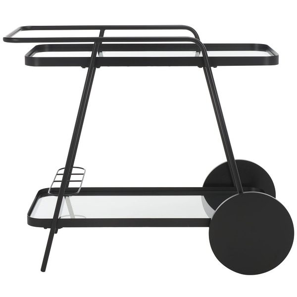 SAFAVIEH Home Zunia Glass Bar Cart with Wheels - 36
