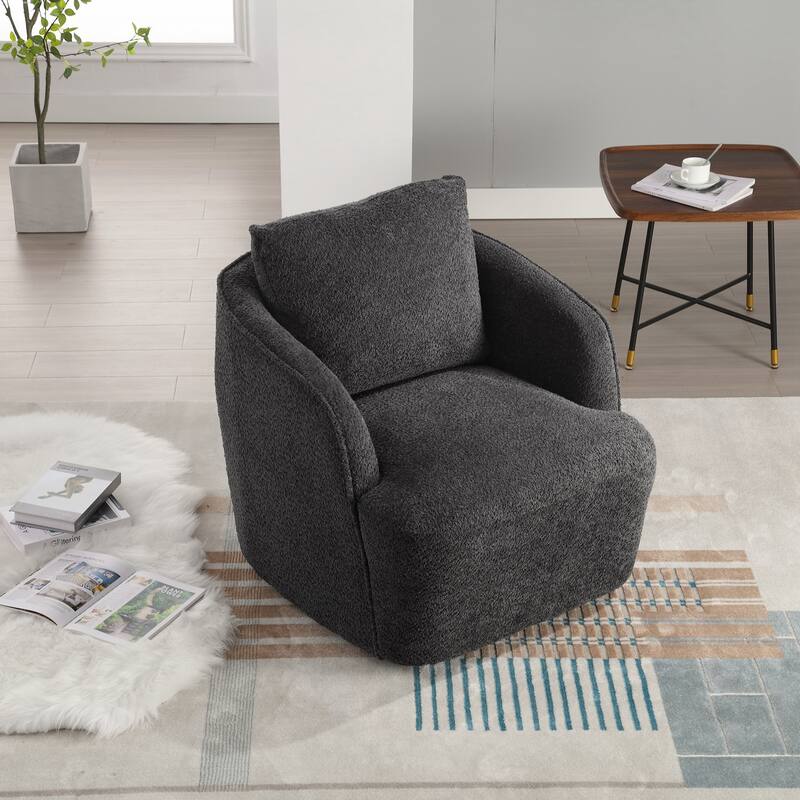 Upholstered Swivel Accent Barrel Chair and Comfy Round Accent Single Sofa Chair