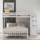 preview thumbnail 6 of 7, White Twin Over Full Pine Wood Loft Bed with Storage Staircase, Guardrails, Adjustable Lower Bed