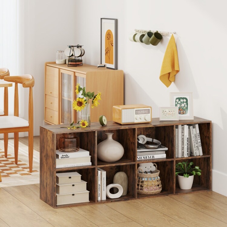 YNWAブック Engineered Wood 8-Cube Bookcase with Anti-Tip Kits - 48
