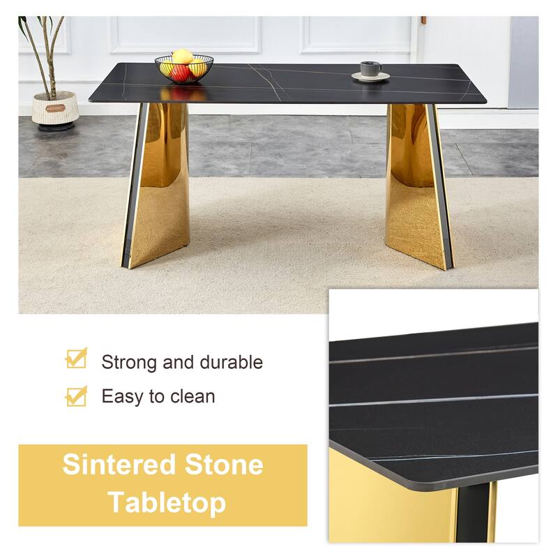 Dining Room Dining Table with Stainless Steel Butterfly Legs Office Table Accent Table Computer Table