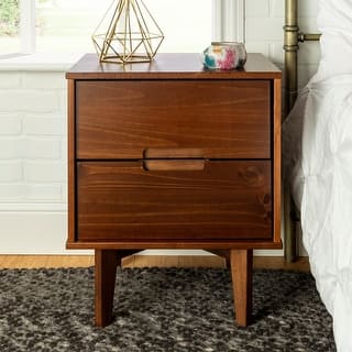 Walker Edison Mid-Century Solid Wood 2-Drawer Nightstand