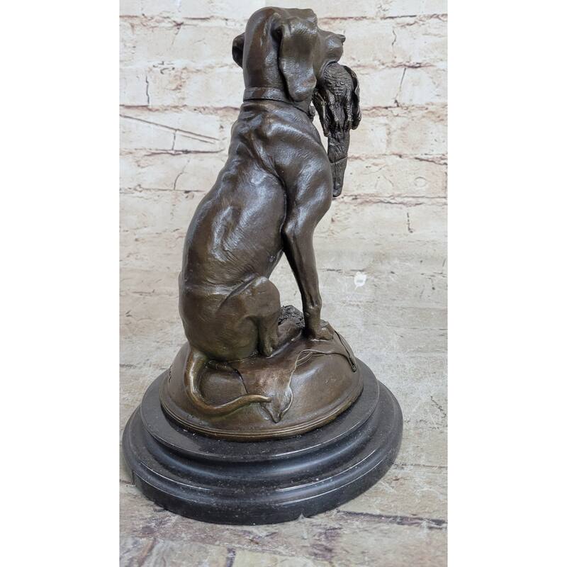 Moigniez Labrador Hunting Dog Duck Bronze Figurine Art Deco Animal Figure Decor