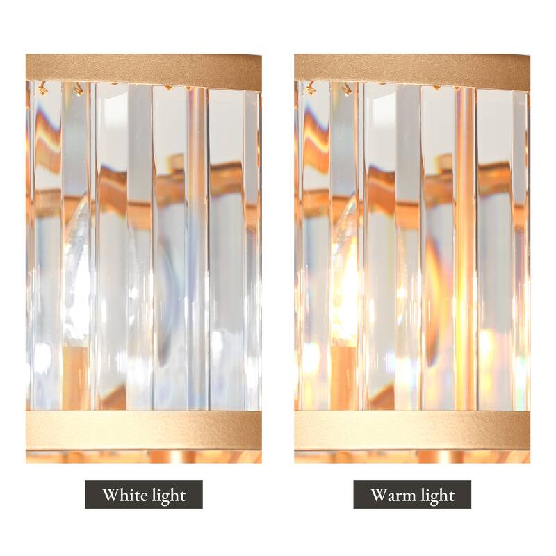 Modern Gold 3-Light Crystal Drum Chandelier for Dining Room Bedroom - D 18" x H 18.5"