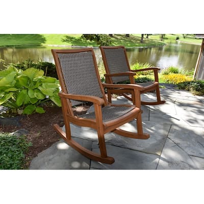 Driftwood Grey Wicker & Eucalyptus Rocking Chair