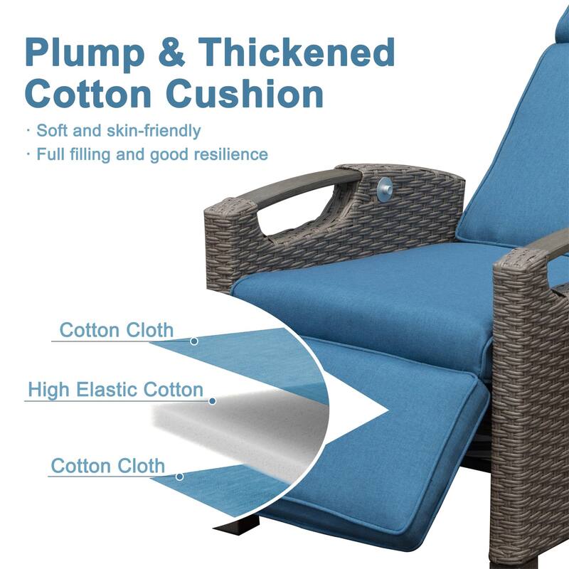 Reclining Lounge Chair for Indoor and Outdoor Set of 1
