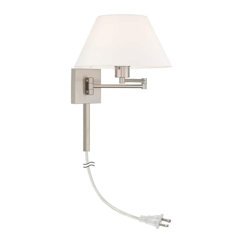 Livex Lighting 1-Light Off-White Shade Swing Arm Wall Lamp, 40039