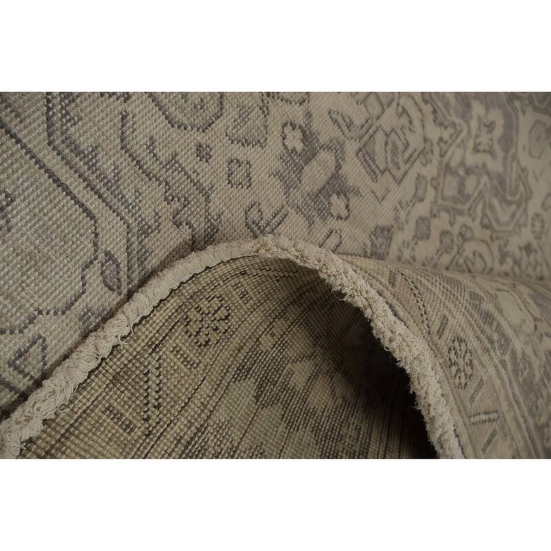 Hand Knotted Oriental 100% Wool Carpet Traditional Floral Beige & Ivories Tabriz Area Rug - 9' 8'' X 6' 5''