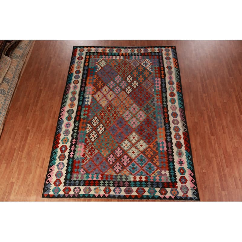 Kilim Oriental Area Rug Flatweave Multi-Color Bedroom Wool Carpet - 8'4"x 11'9"