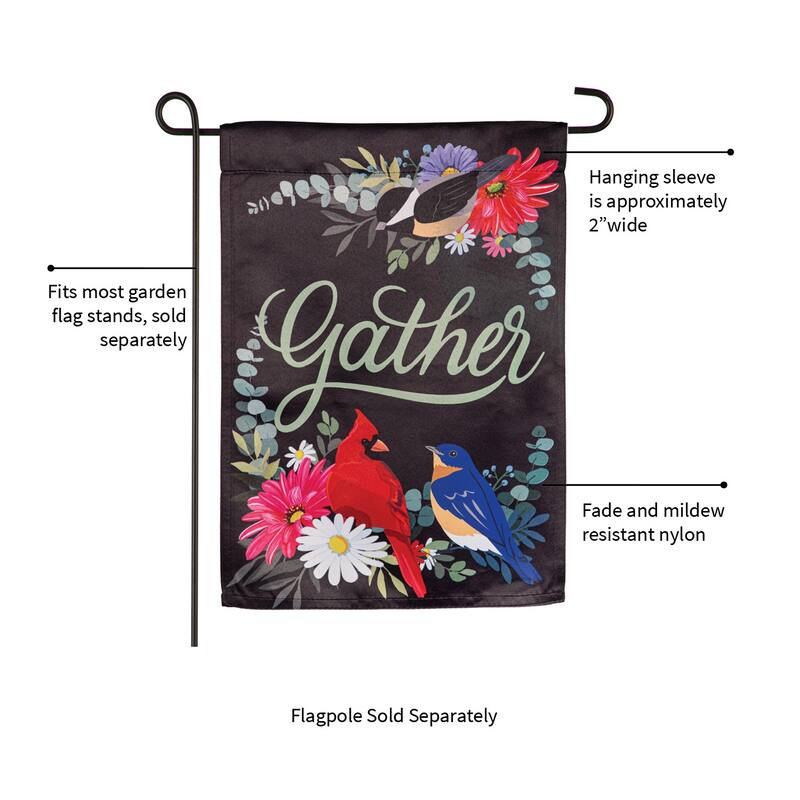 Gather Birdies Suede Garden Flag