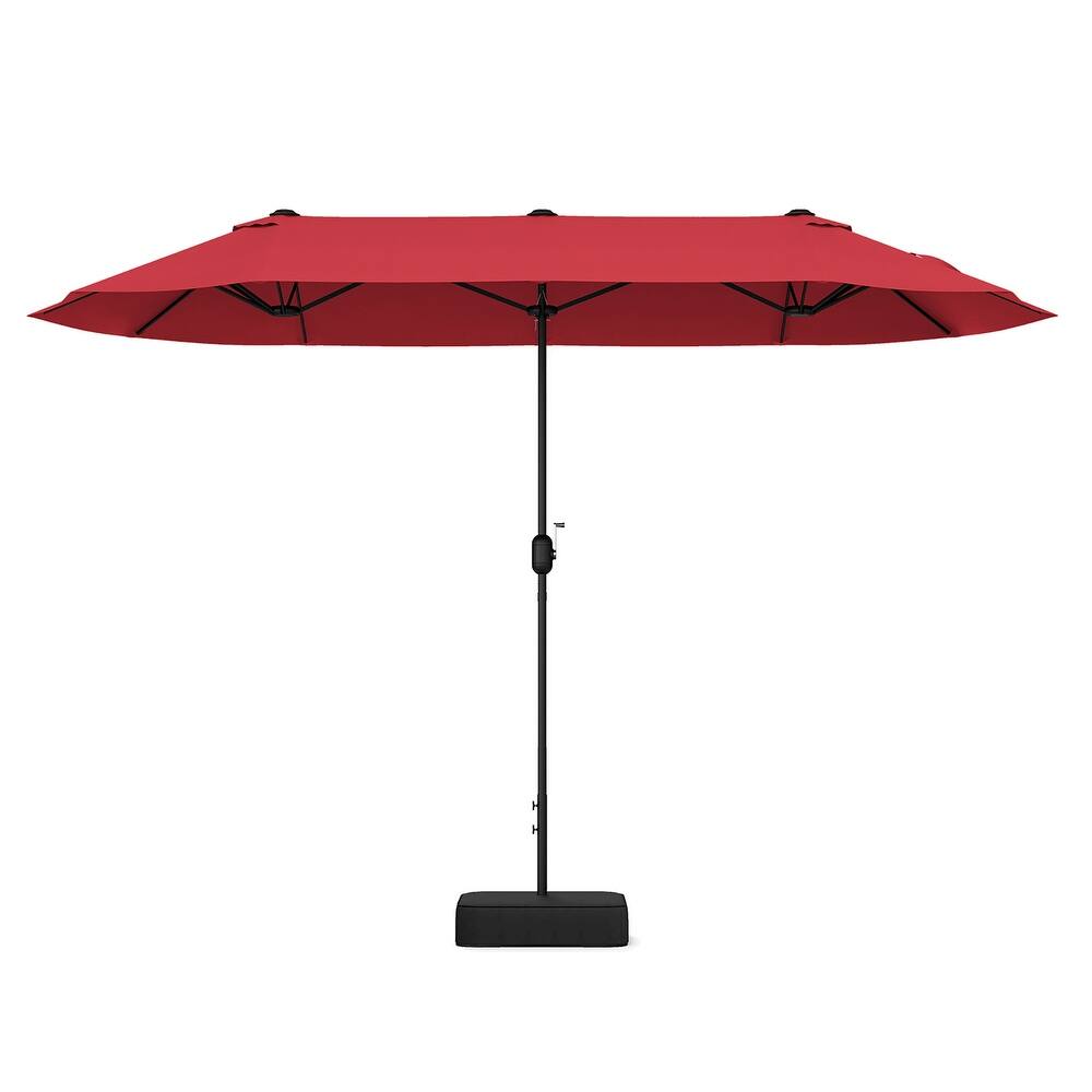 Gymax 13FT Double-sided Patio Umbrella w/ Crank Handle Umbrella Base