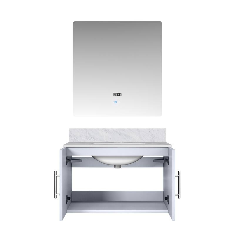 Bathroom Vanity with Marble Top, Soft Close Cabinet, Spacious Storage, and Mirror Included - Scratch and Stain Resistant