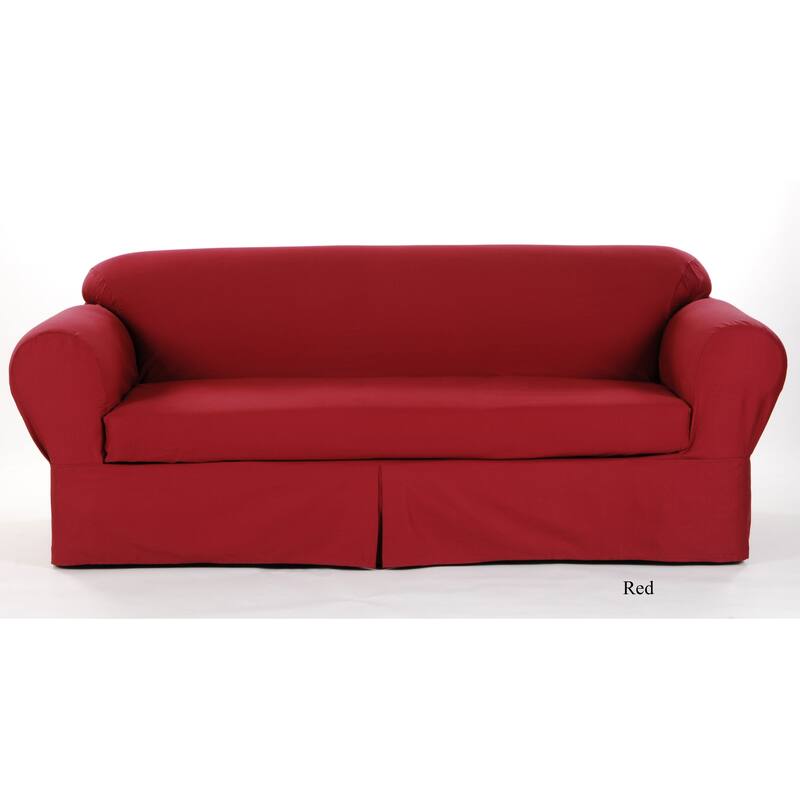 Classic Slipcovers 2-piece Twill Sofa Slipcover - Red