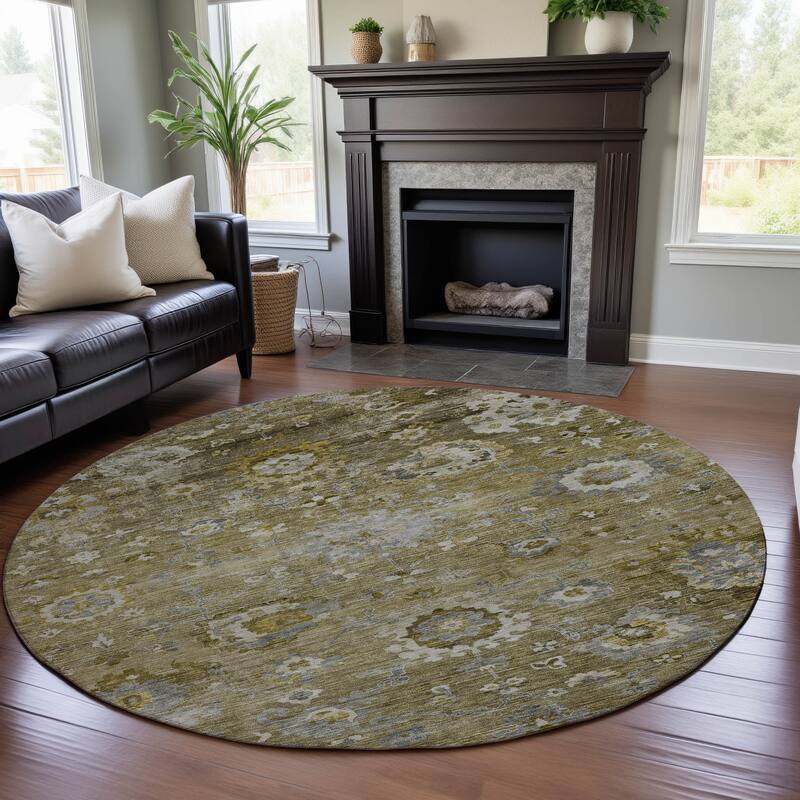 Premium Washable Super Soft Traditional Vintage Mayfield Rug - Brown - 8' x 8'