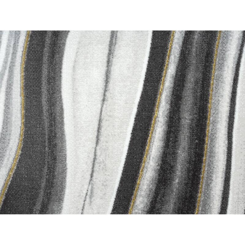 Abani Luna Contemporary Grey Gold Line Art Area Rug