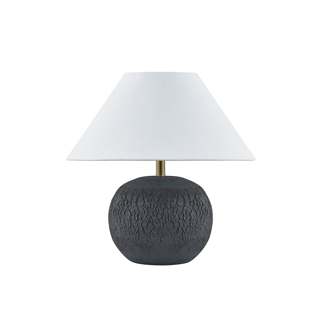 Zane 15" Table Lamp with Linen Shade, Black
