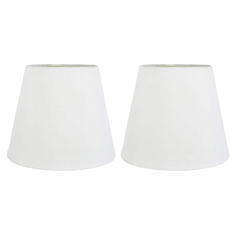 Meriville Faux Silk Clip On Chandelier Lamp Shades, 4-inch by 6-inch by 5-inch - Set of 2 - Off-White