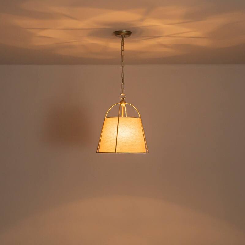 Mid Century Conical Linen Shade Lantern Pendant Ambient Light