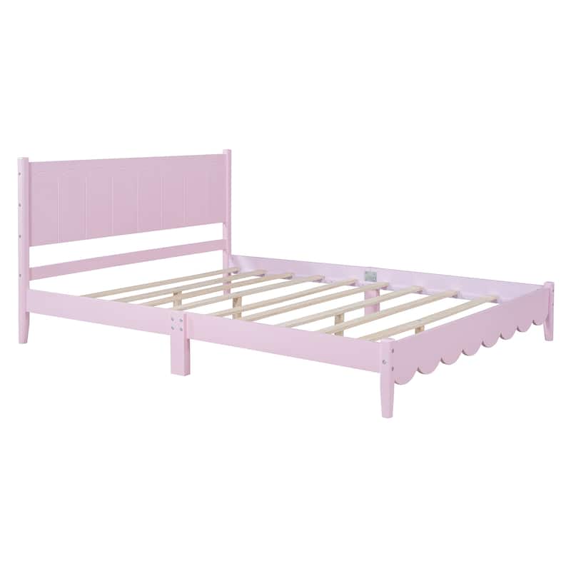Queen Size Wood Platform Bed Frame - Pink