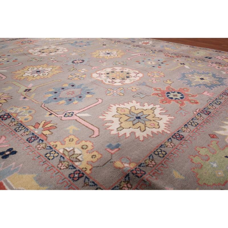 Transitional Oushak Oriental Area Rug Hand-Knotted Wool Carpet - 9'2"x 11'10"