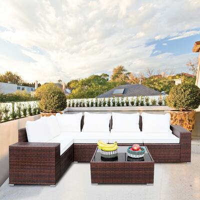 Garden furniture set, outdoor furniture set of 6 pieces, PE rattan segmented