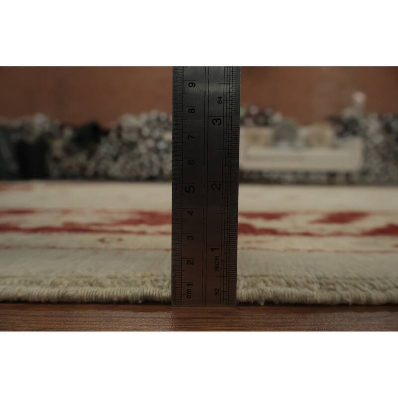 Hand Knotted Oriental 100% Wool Carpet Traditional All-Over Beige & Ivories Peshawar Area Rug - 7' 9'' X 8' 1''