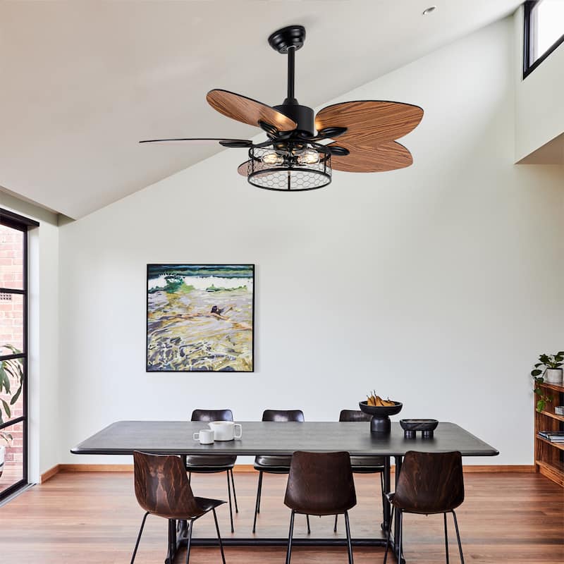 42"Ceiling Fan, Indoor Ceiling Fan With Light with Remote Control, Noiseless Reversible Motor, 6 Speed