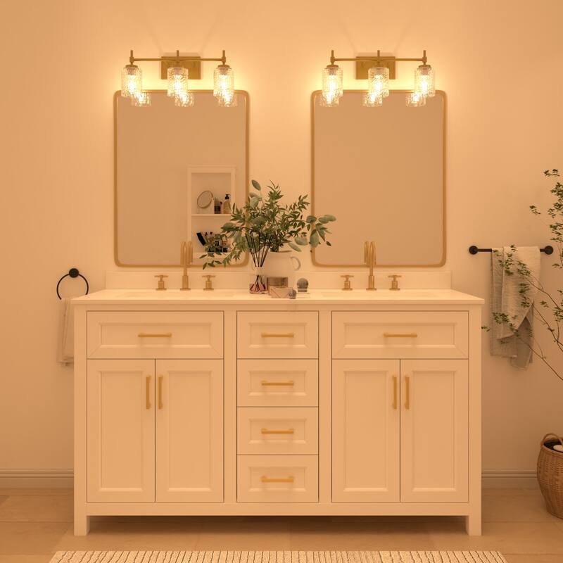 Acroma Dimmable Bathroom Vanity Light with Water Ripple Clear Shade