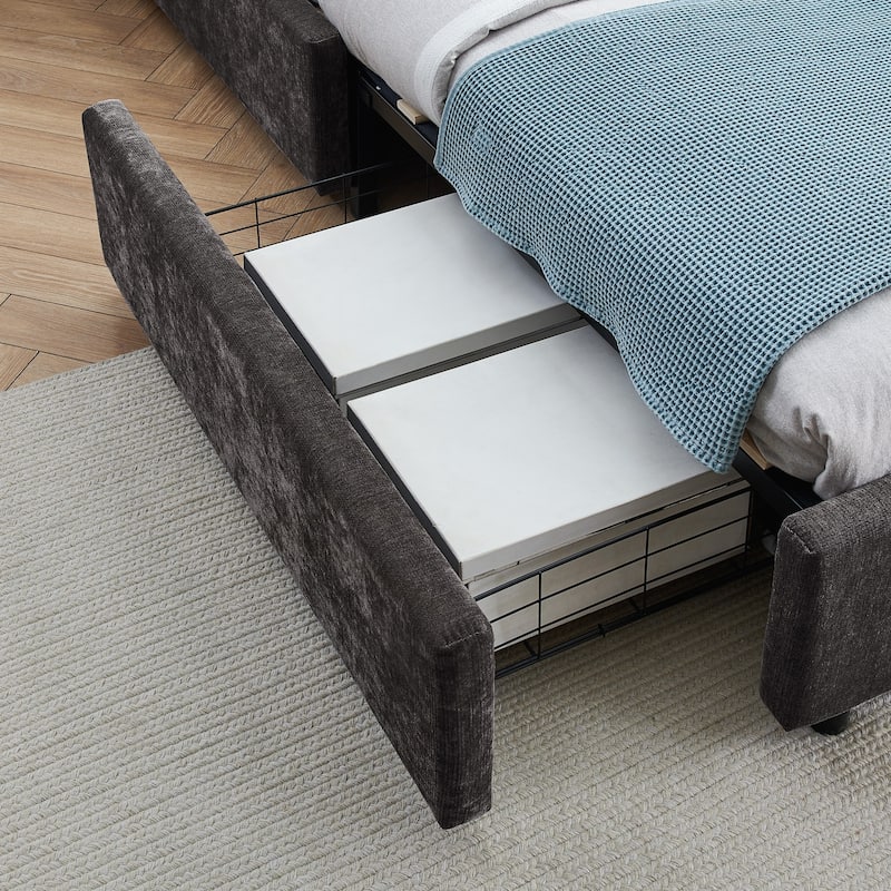 Comfortable Queen-Size Upholstered Bed with Practical Drawers