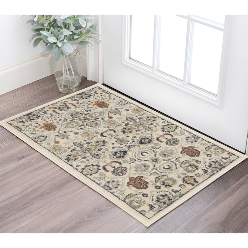 HomeRoots Floral Bohemian Rectangle Area Rug - 144.00 in. x 108.00 in. x 0.25 in. - Blue/Brown