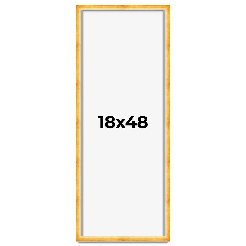 18x48 Shadow Box Frame Gold | 1.625 Inches Deep Real Wood Traditional
