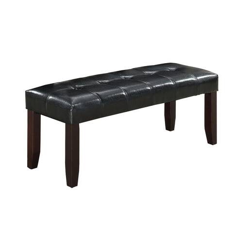 Dining Bench with Faux Leather Upholstery and Chamfered Feet, Black