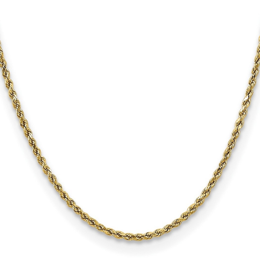 Curata 14k Yellow Gold 2.5mm Semi Solid Diamond Cut Rope Chain Necklace for Men