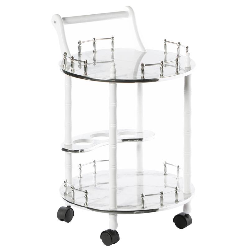 Round 2-tier Serving Bar Cart with Wheels