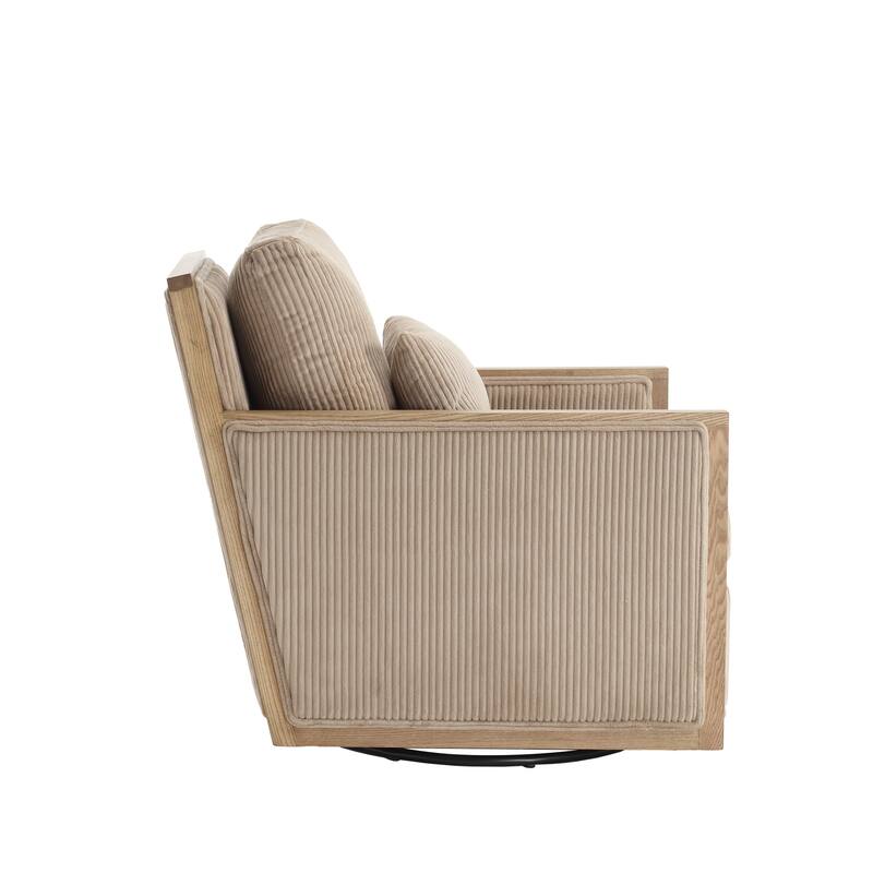 Camel 26.77" Swivel Barrel Chair with Hardwood Frame
