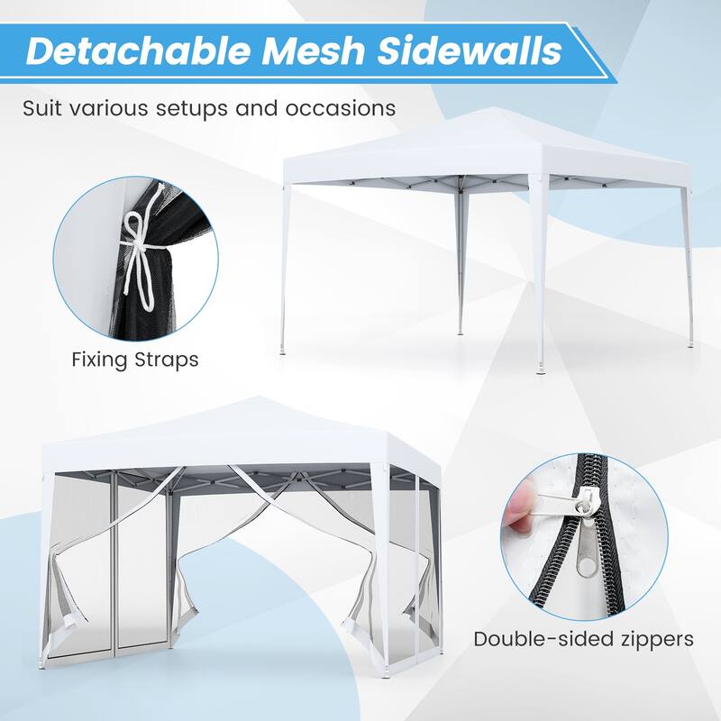 Gymax 10 FT x 10 FT Pop-Up Canopy Tent w/ Mesh Netting Carry Bag 8