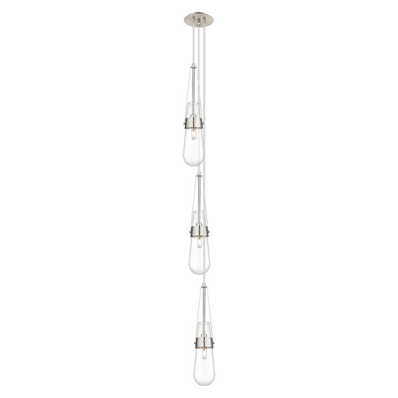 Innovations Lighting Milan - 3 Light 4" Cord Hung Multi Pendant - 6" Canopy - Clear/Brushed Satin Nickel