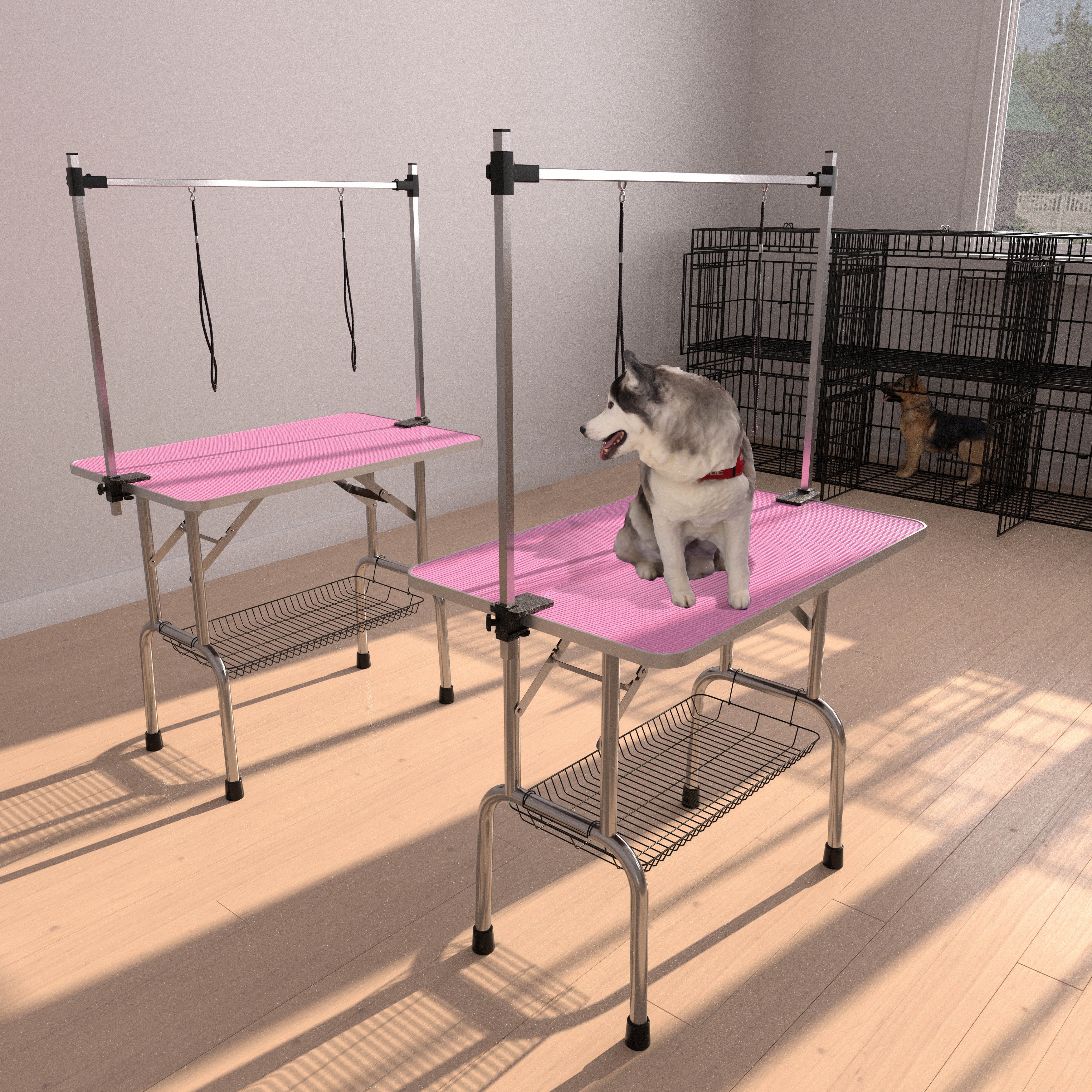 Professional Dog Pet Grooming Table Adjustable Heavy Duty Portable w Arm Noose Mesh Tray Bed Bath Beyond 38324223