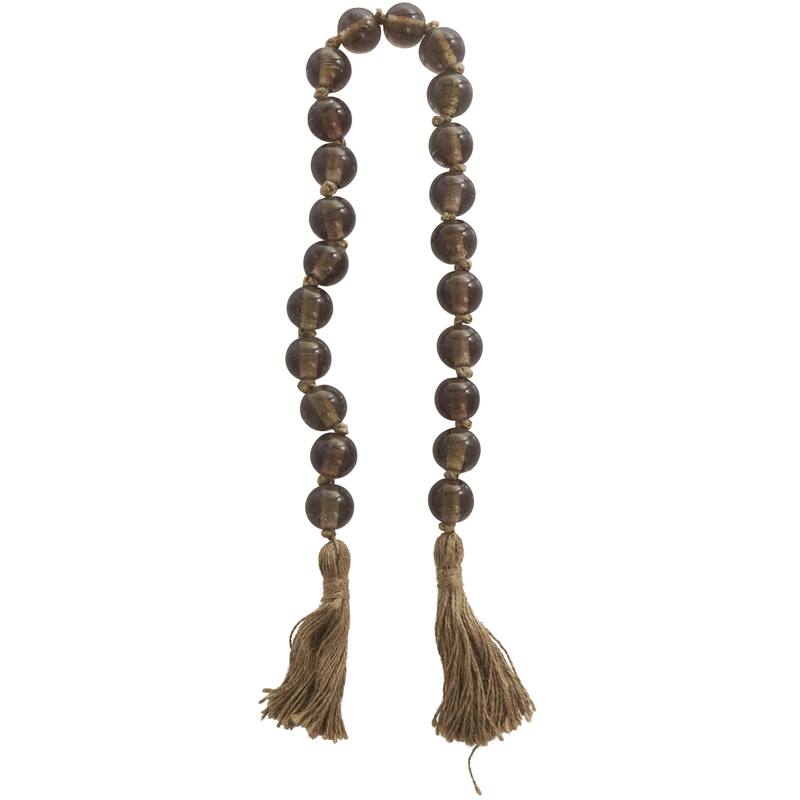 Glass Handmade Round Beaded Garland with Tassel with Knotted Brown Jute - Roche River Decor