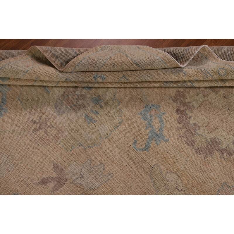 Vegetable Dye Oushak Turkish Area Rug Hand-Knotted Orange Wool Carpet - 10'6"x 13'10"