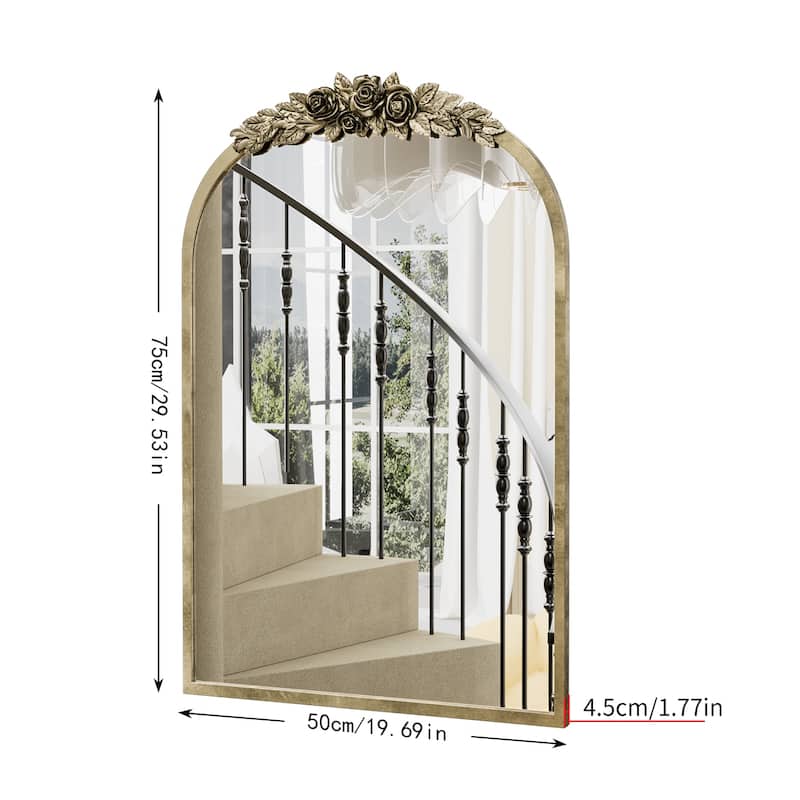 Antique Gold Traditional Arch Mirror Baroque Inspired Wall Decor