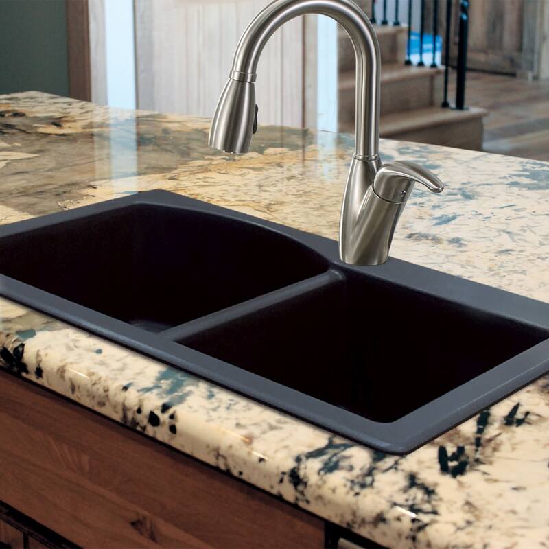 Transolid K-ATDD3322 Aversa 33" Drop In Double Basin Granite Kitchen