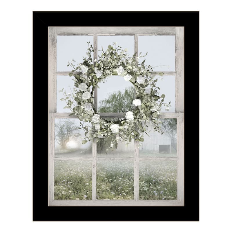 TrendyDecor4U Contemporary "Spring Farm View" Framed Print Wall Art - Black