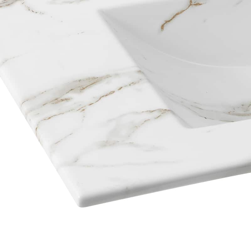 Aubert 3-Hole Classic Contemporary Rectangular Ceramic Single Sink Basin Vanity Top, by JONATHAN Y